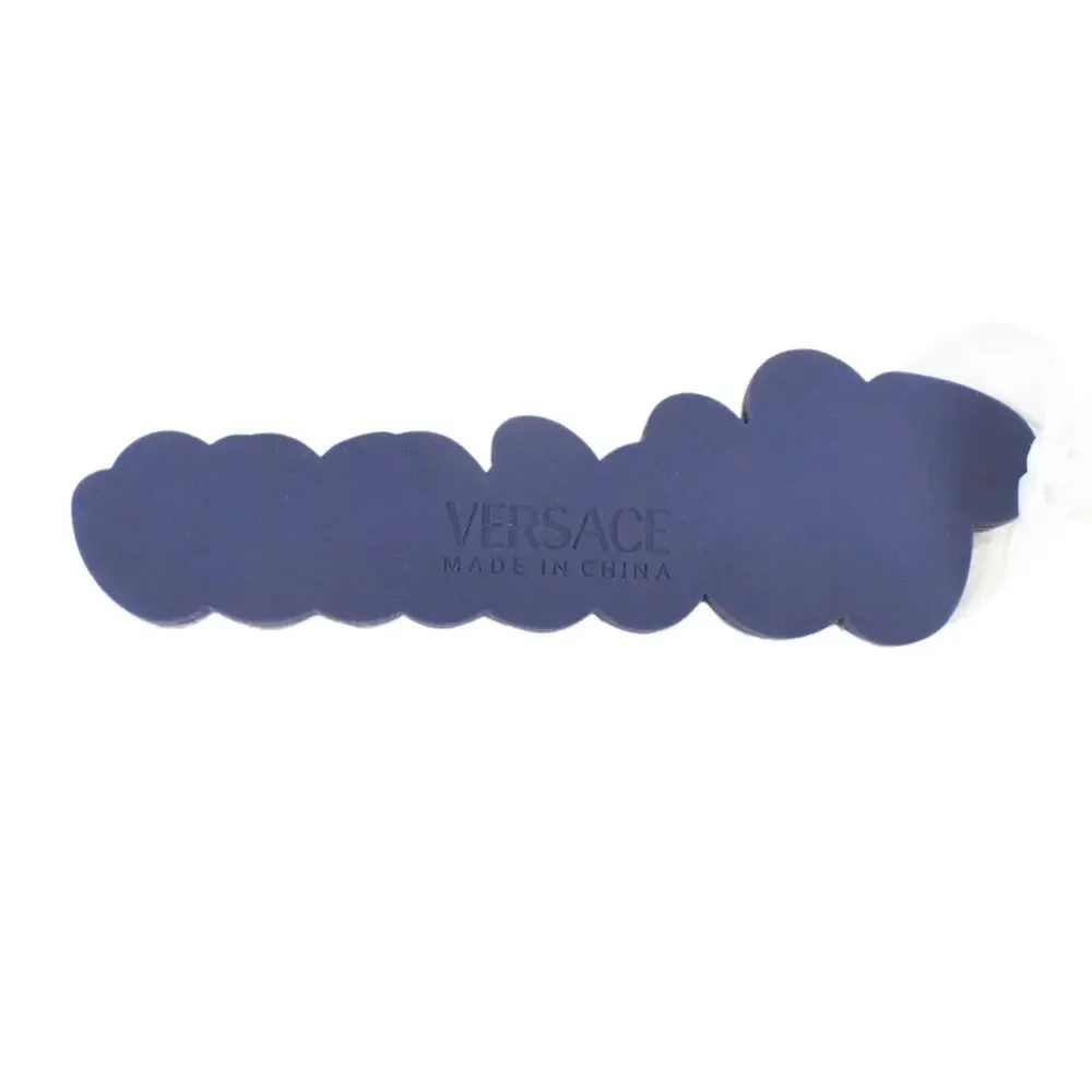 Versace Unisex Key Ring Gold Round Blue Silicone Charm Logo Key Chain NWT $225